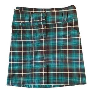 Nike Women's Plaid Mini Skirt in Teal and Black